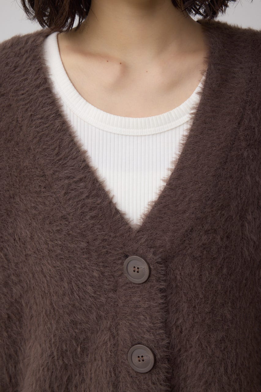 モヘヤライクニットカーディガン BRN S