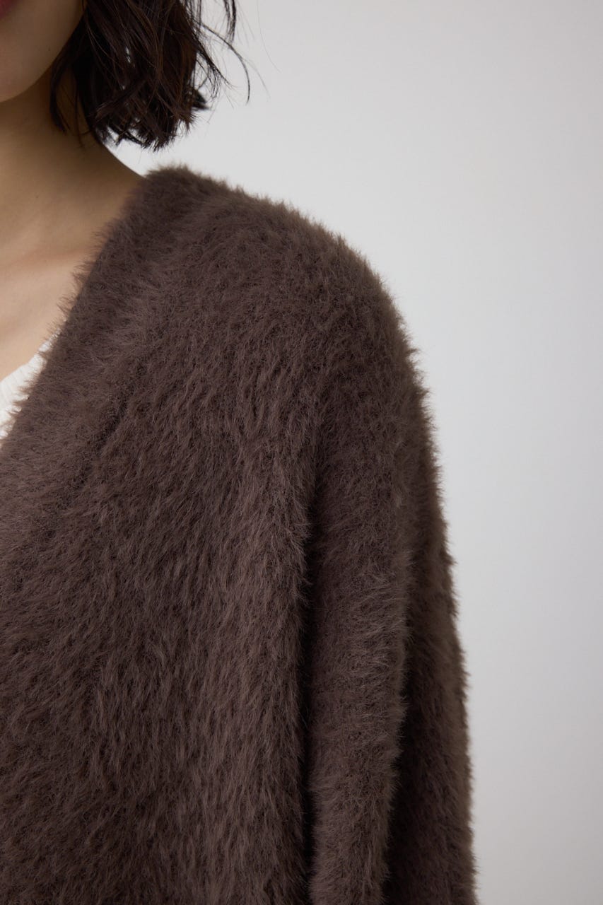 モヘヤライクニットカーディガン BRN S