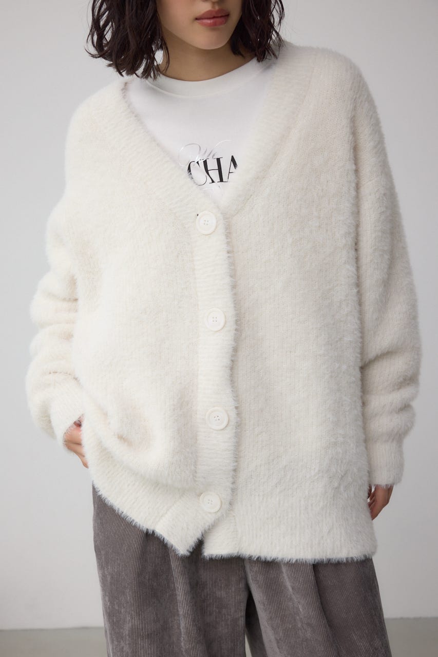 モヘヤライクニットカーディガン IVOY S