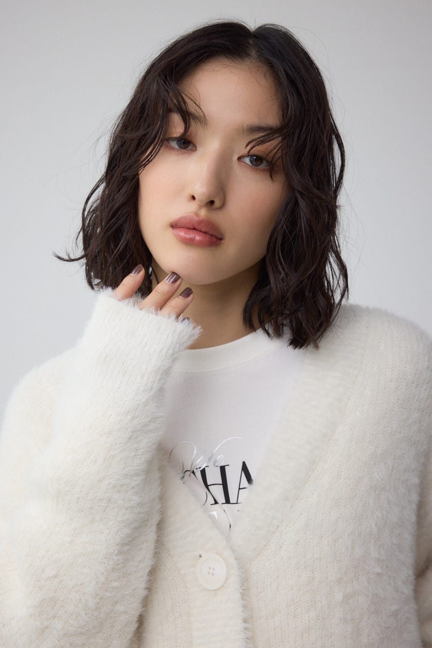 モヘヤライクニットカーディガン IVOY S