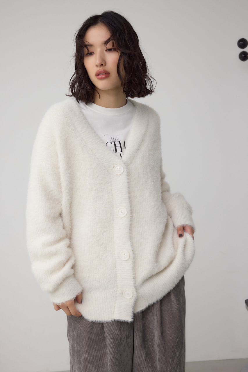 モヘヤライクニットカーディガン IVOY S