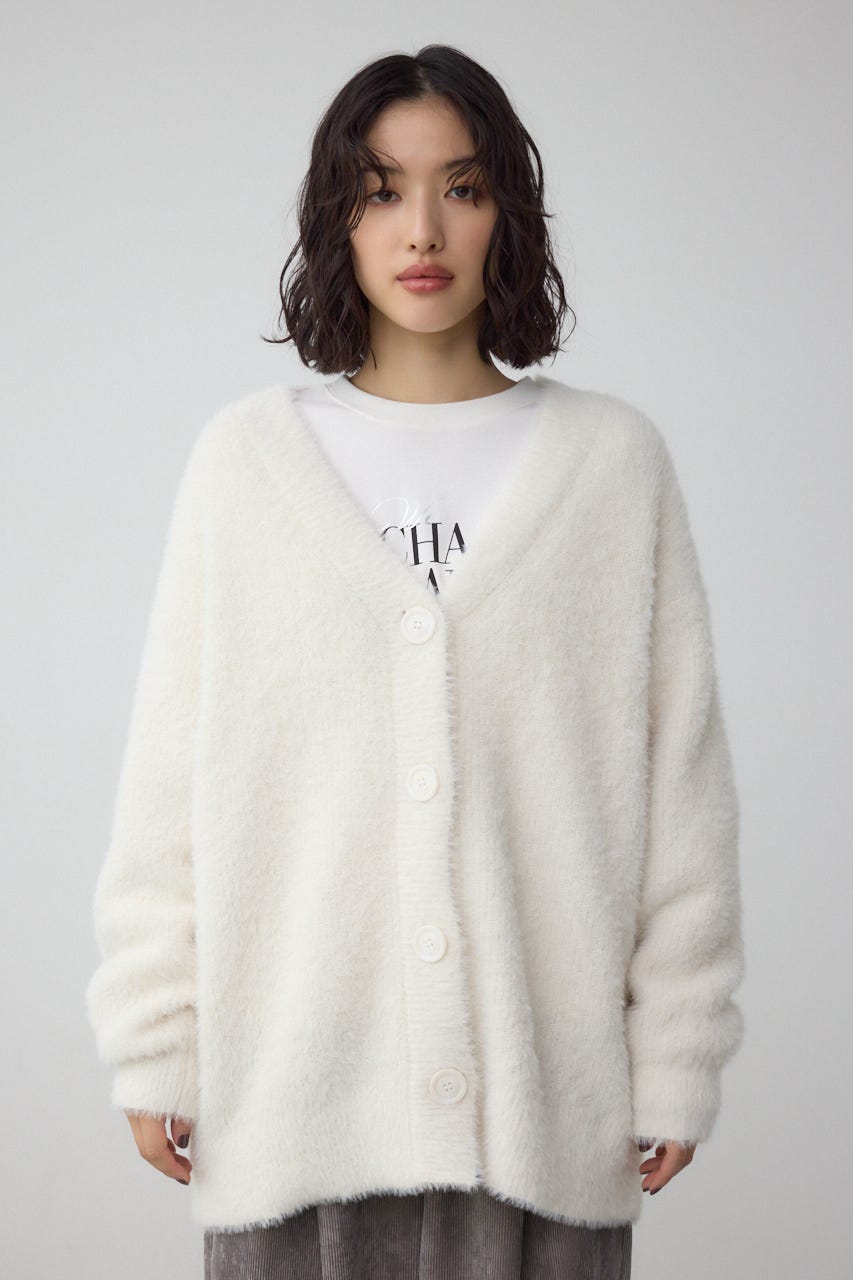 モヘヤライクニットカーディガン IVOY S