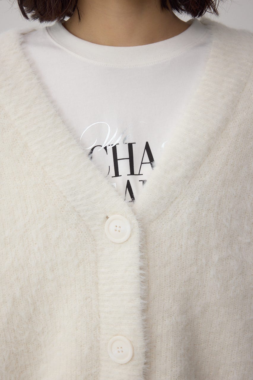 モヘヤライクニットカーディガン IVOY S