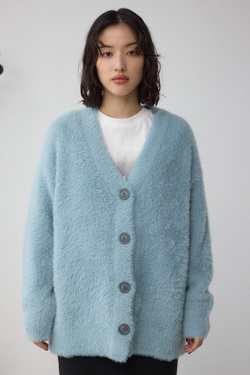 モヘヤライクニットカーディガン SAX M