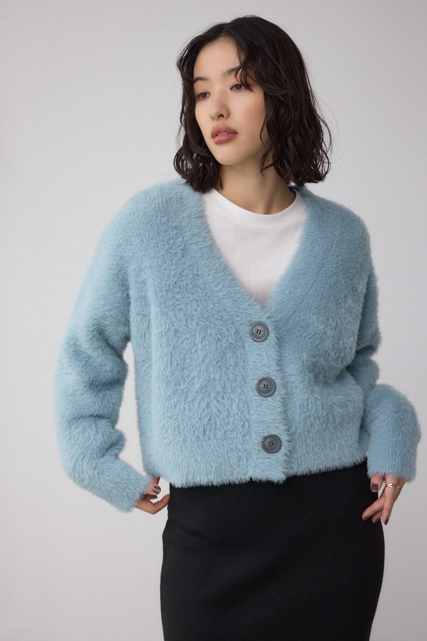 モヘヤライクニットカーディガン SAX M