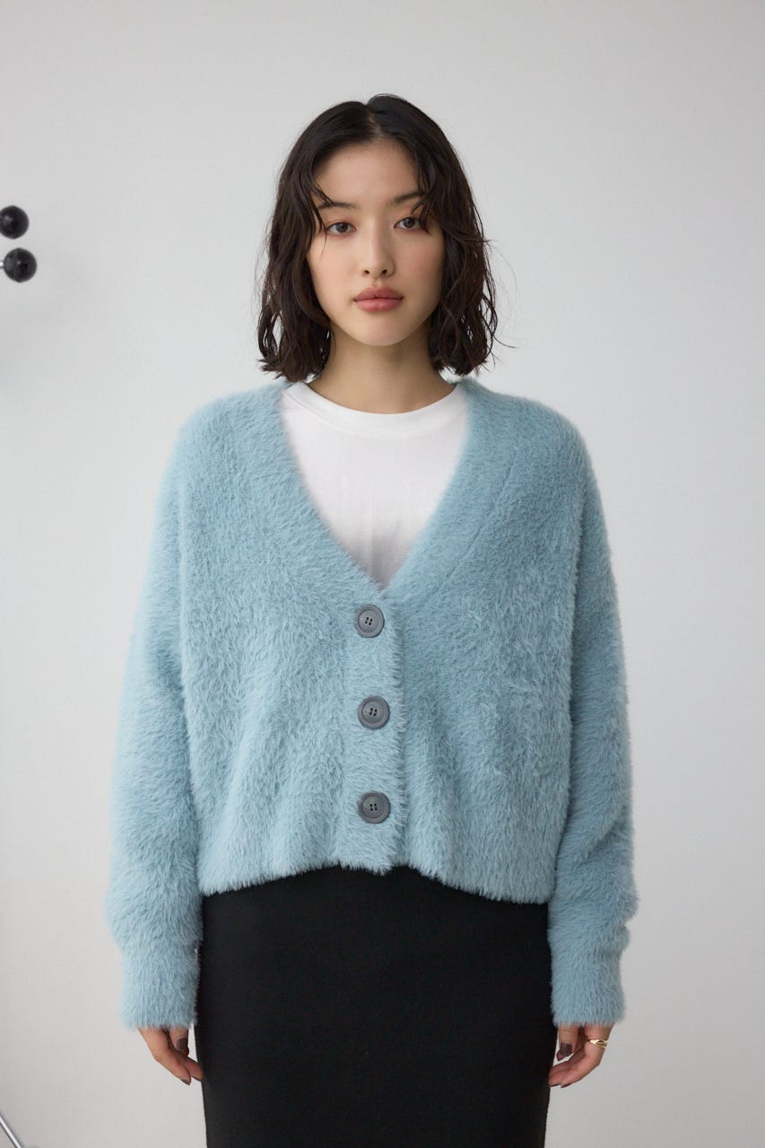 モヘヤライクニットカーディガン SAX M