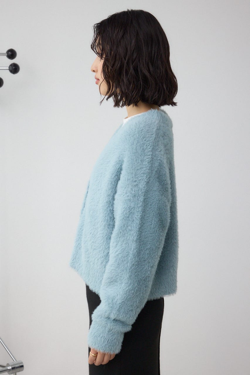 モヘヤライクニットカーディガン SAX M