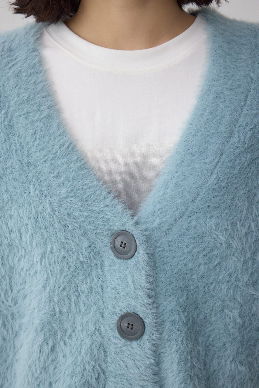 モヘヤライクニットカーディガン SAX M