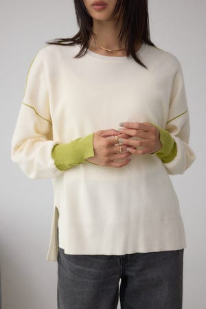 バイカラーカフニット