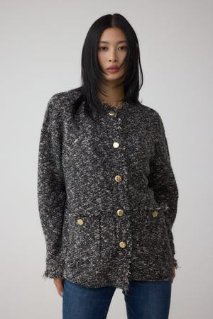 ツイードライクニットカーディガン