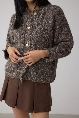 ツイードライクニットカーディガン