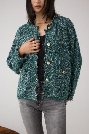 ツイードライクニットカーディガン