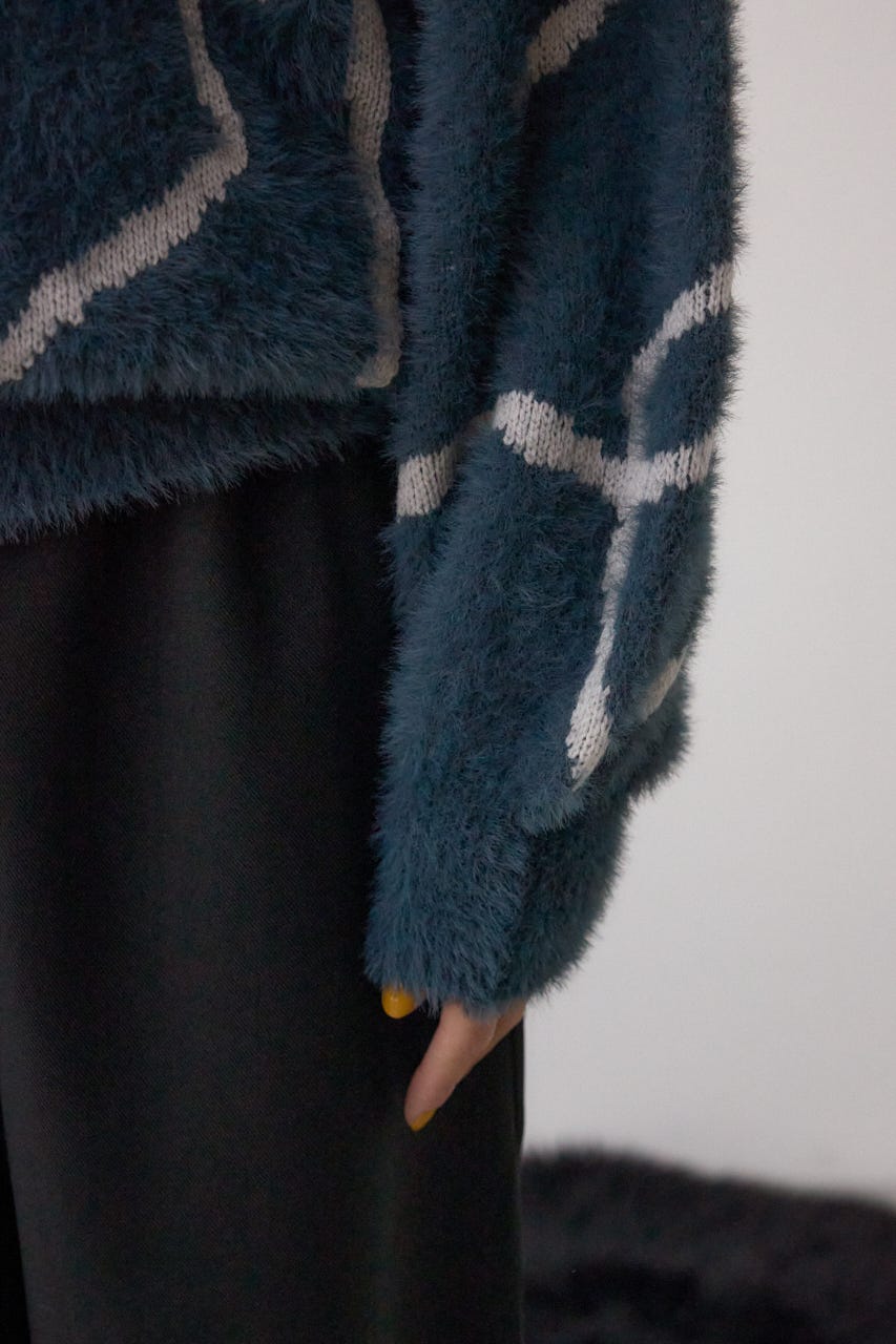 ニュアンス柄ニットトップス GRY FREE