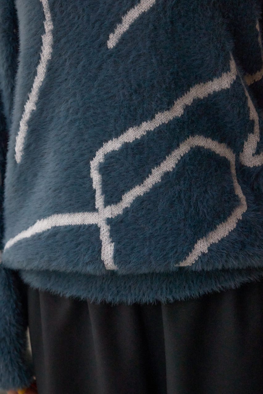 ニュアンス柄ニットトップス GRY FREE