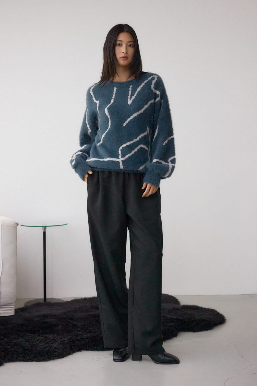 ニュアンス柄ニットトップス GRY FREE