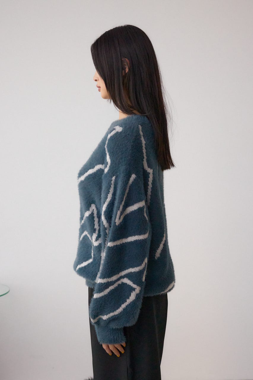 ニュアンス柄ニットトップス GRY FREE