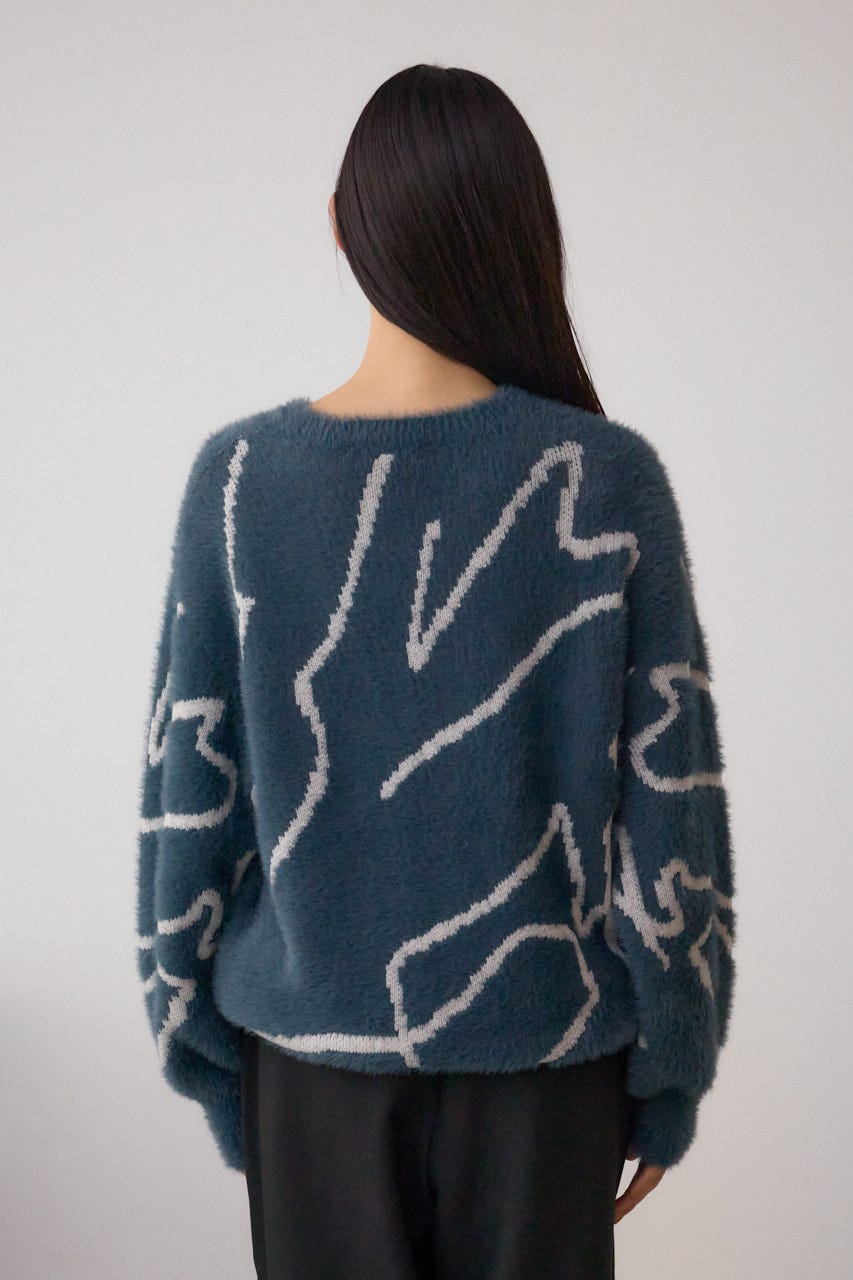 ニュアンス柄ニットトップス GRY FREE