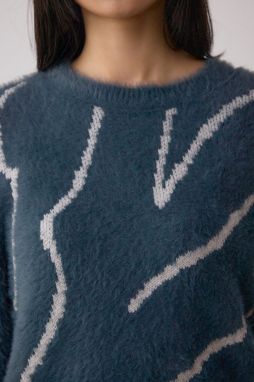 ニュアンス柄ニットトップス GRY FREE