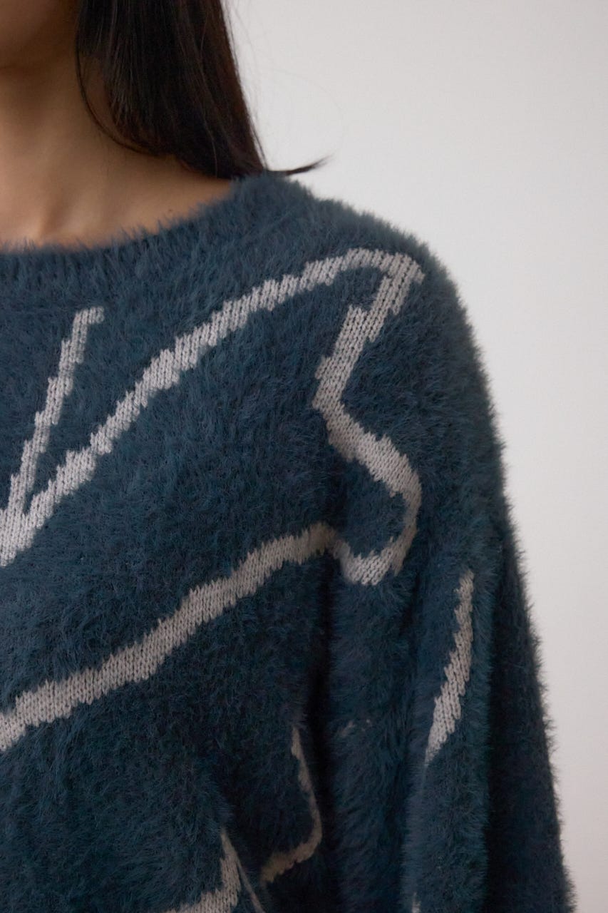 ニュアンス柄ニットトップス GRY FREE