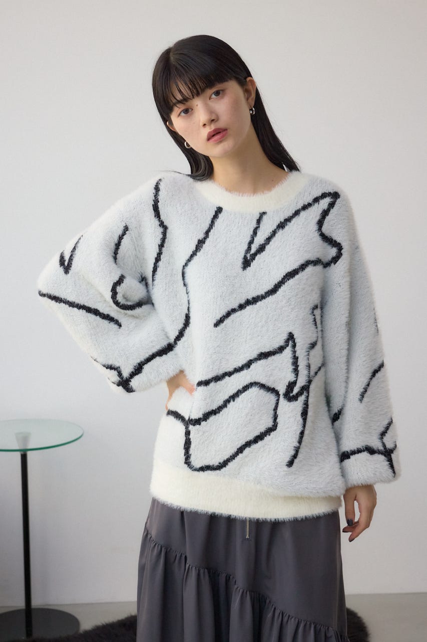 ニュアンス柄ニットトップス IVOY FREE