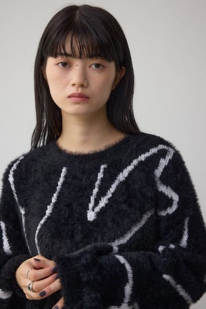 ニュアンス柄ニットトップス