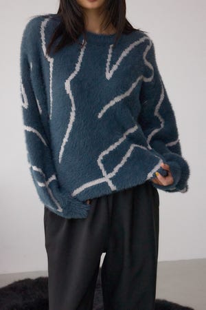 ニュアンス柄ニットトップス