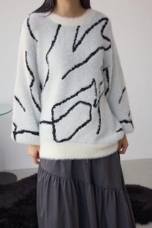 ニュアンス柄ニットトップス