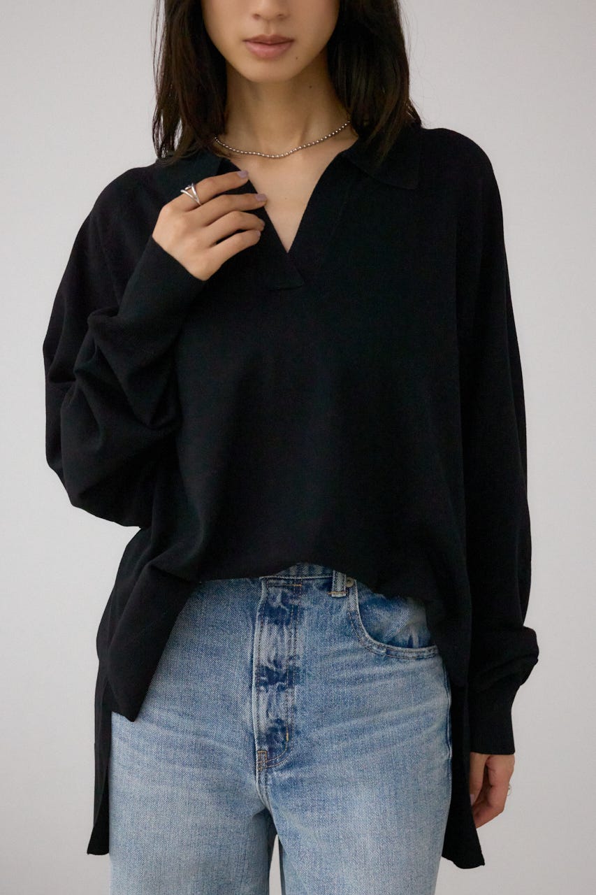 AZUL BY MOUSSY | ポロカラーフォルムニットプルオーバー