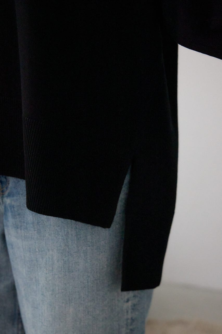 ポロカラーフォルムニットプルオーバー BLK FREE