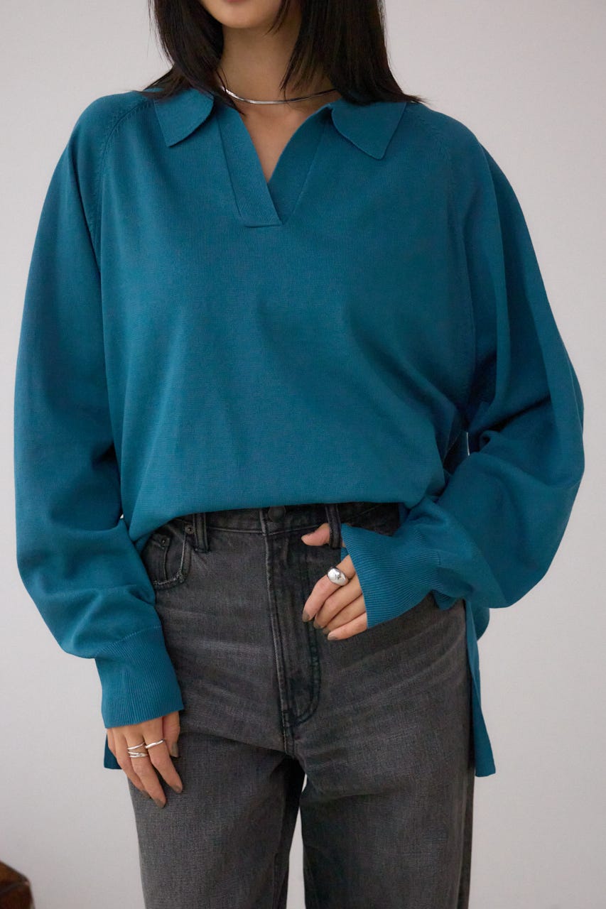 AZUL BY MOUSSY | ポロカラーフォルムニットプルオーバー