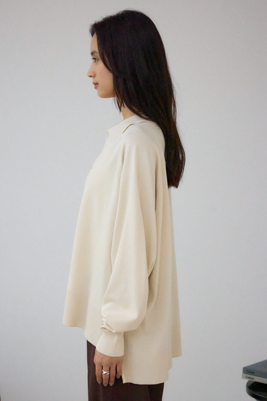 ポロカラーフォルムニットプルオーバー IVOY FREE