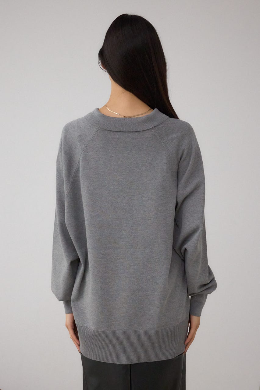 ポロカラーフォルムニットプルオーバー T.GRY FREE