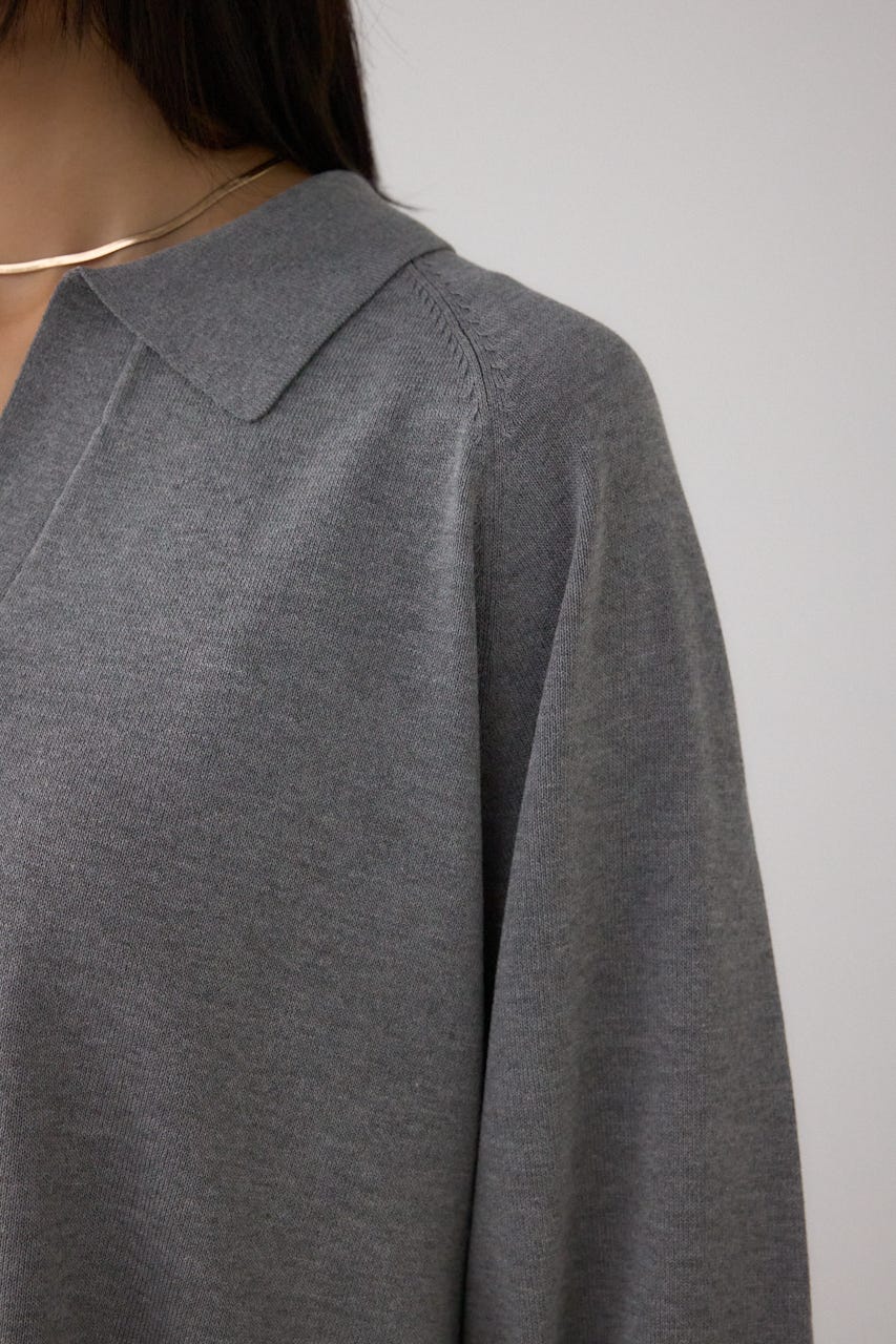 ポロカラーフォルムニットプルオーバー T.GRY FREE