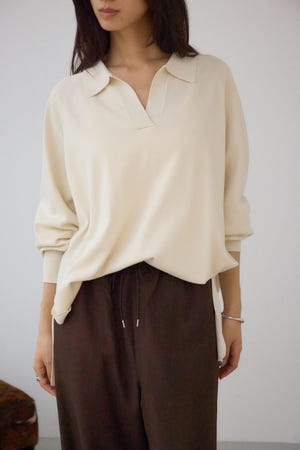 ポロカラーフォルムニットプルオーバー