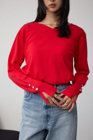 格上げ 2WAYボタンデザインニット