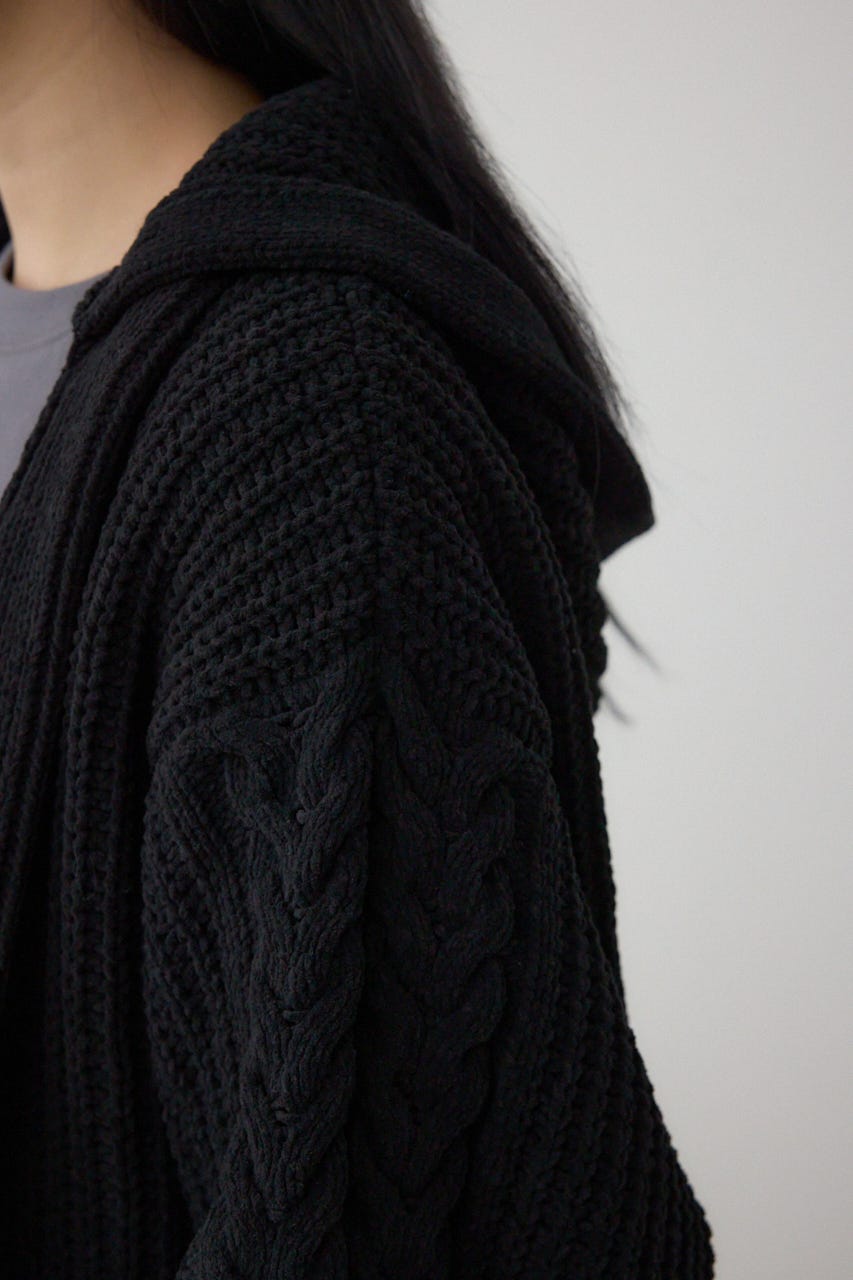 マットモールフードトッパーカーデ BLK FREE