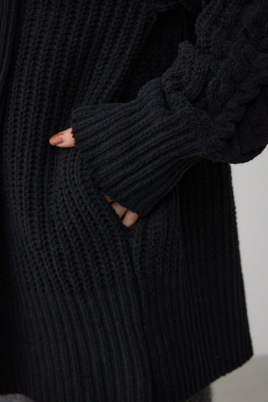 マットモールフードトッパーカーデ BLK FREE