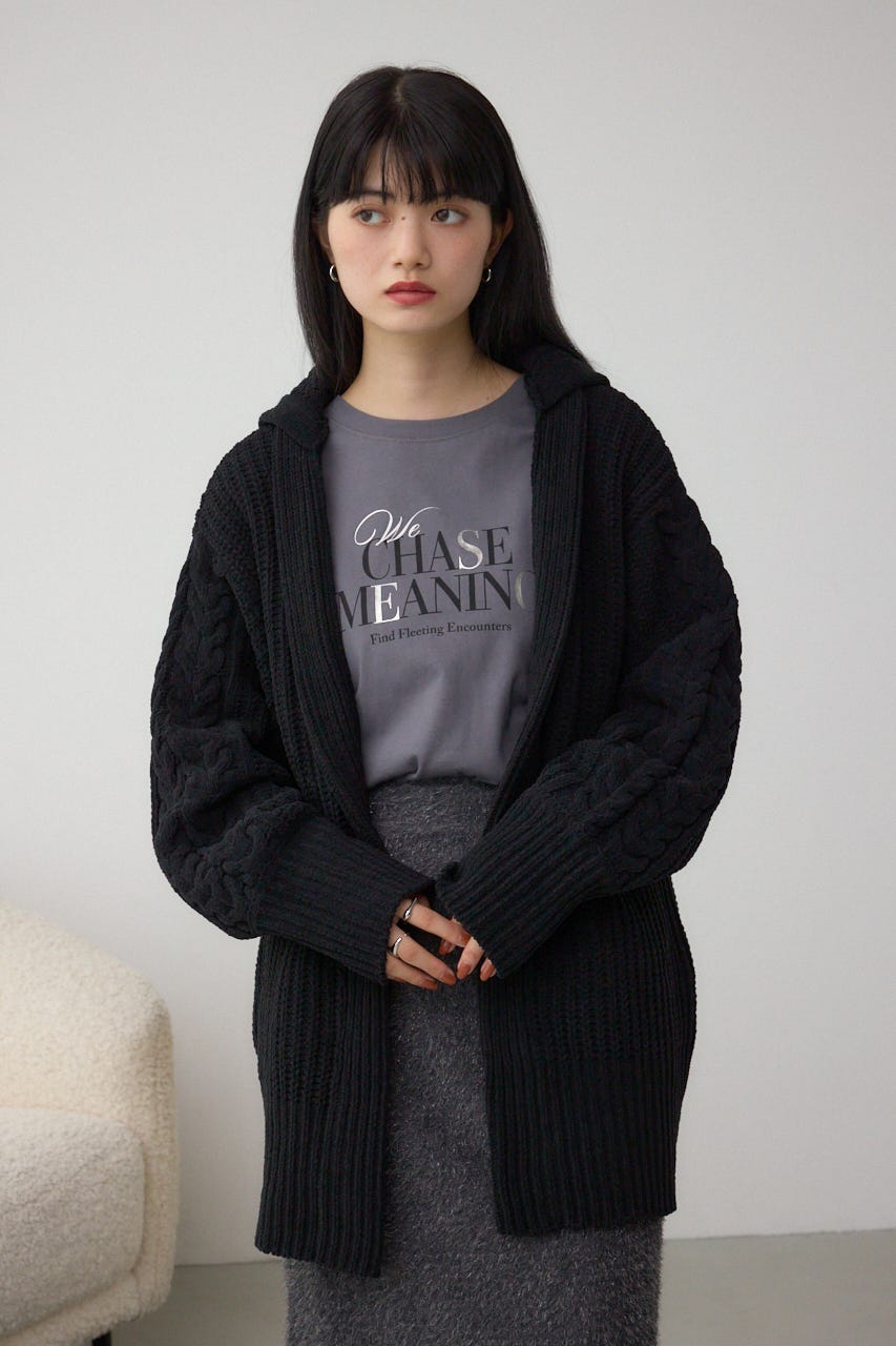 マットモールフードトッパーカーデ BLK FREE