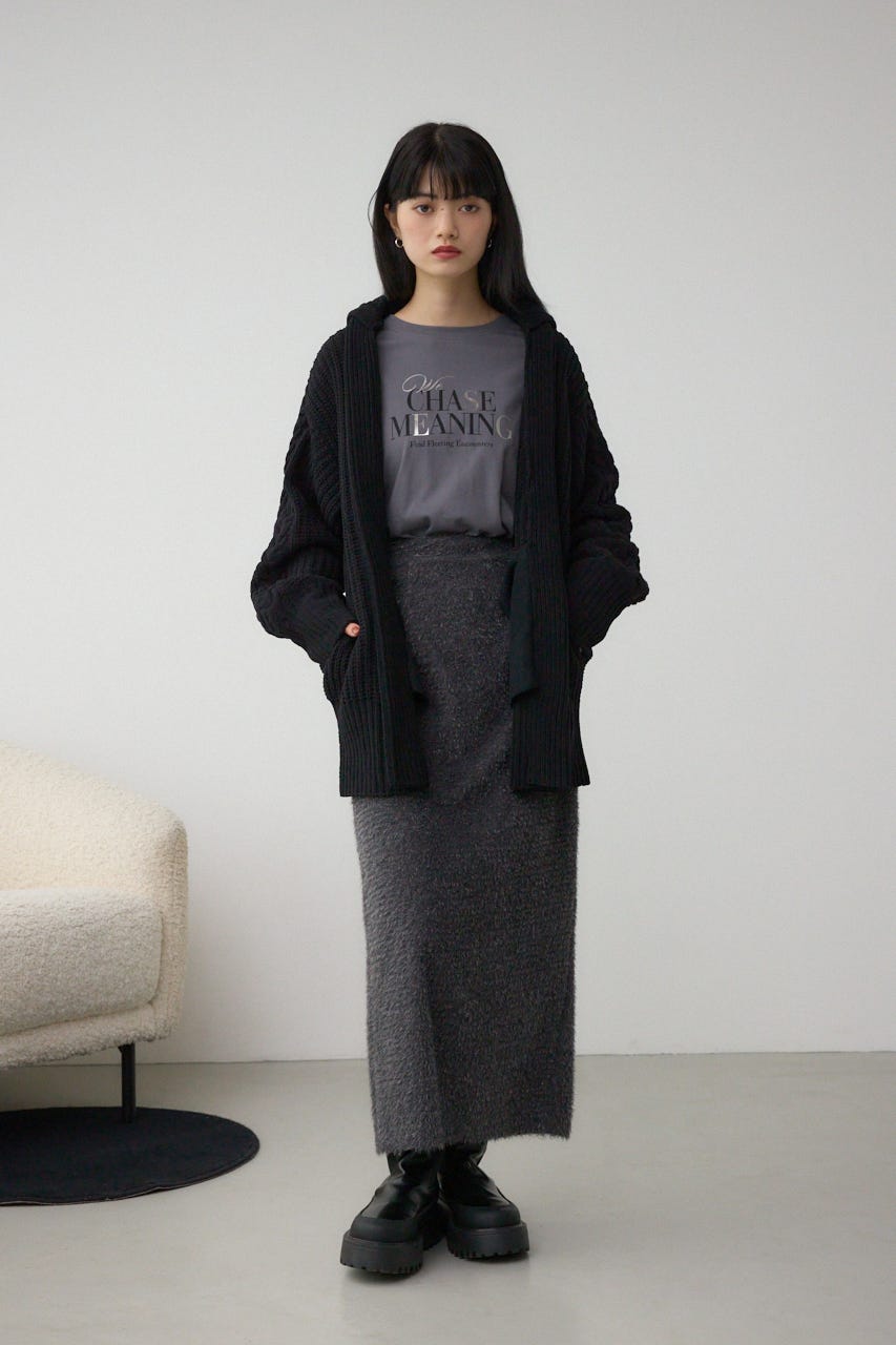 マットモールフードトッパーカーデ BLK FREE