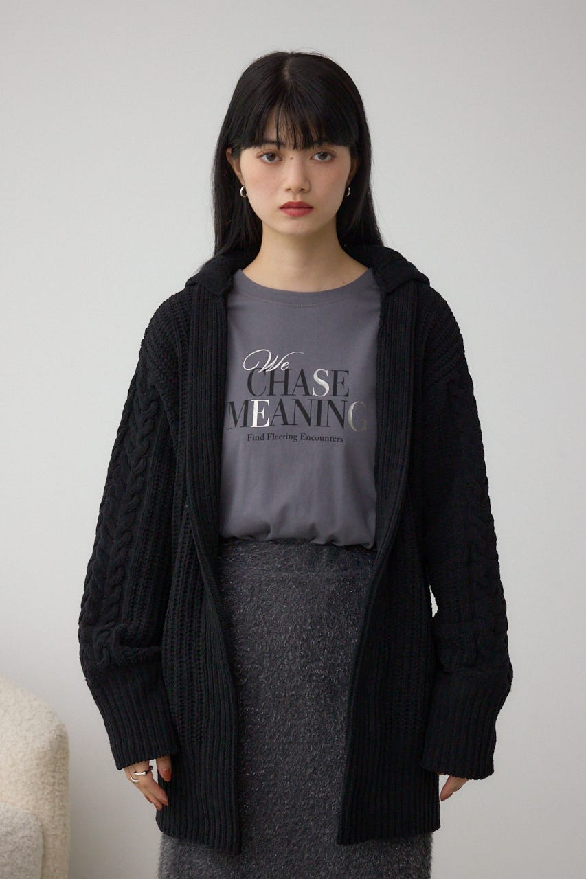 マットモールフードトッパーカーデ BLK FREE