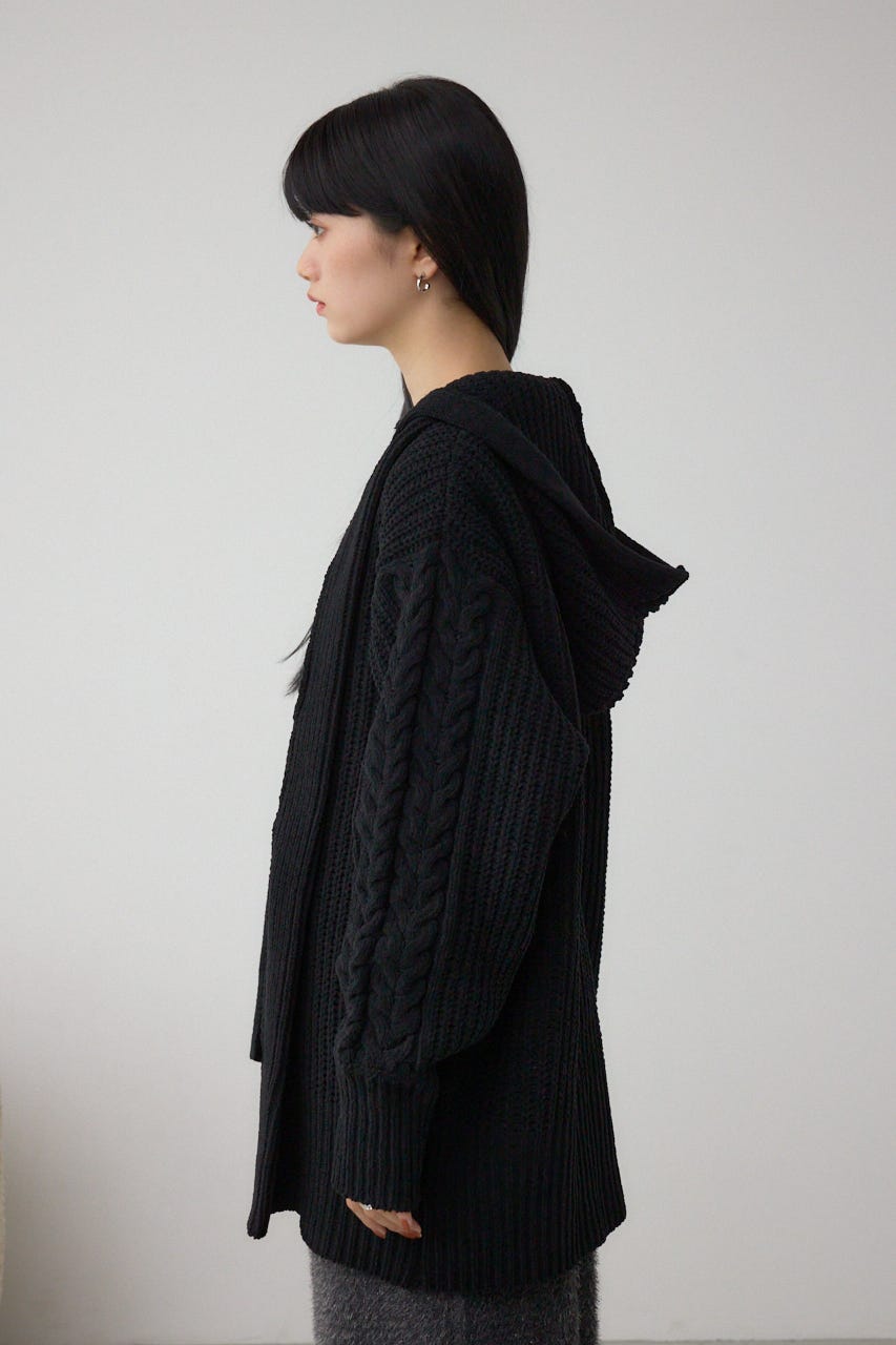 マットモールフードトッパーカーデ BLK FREE