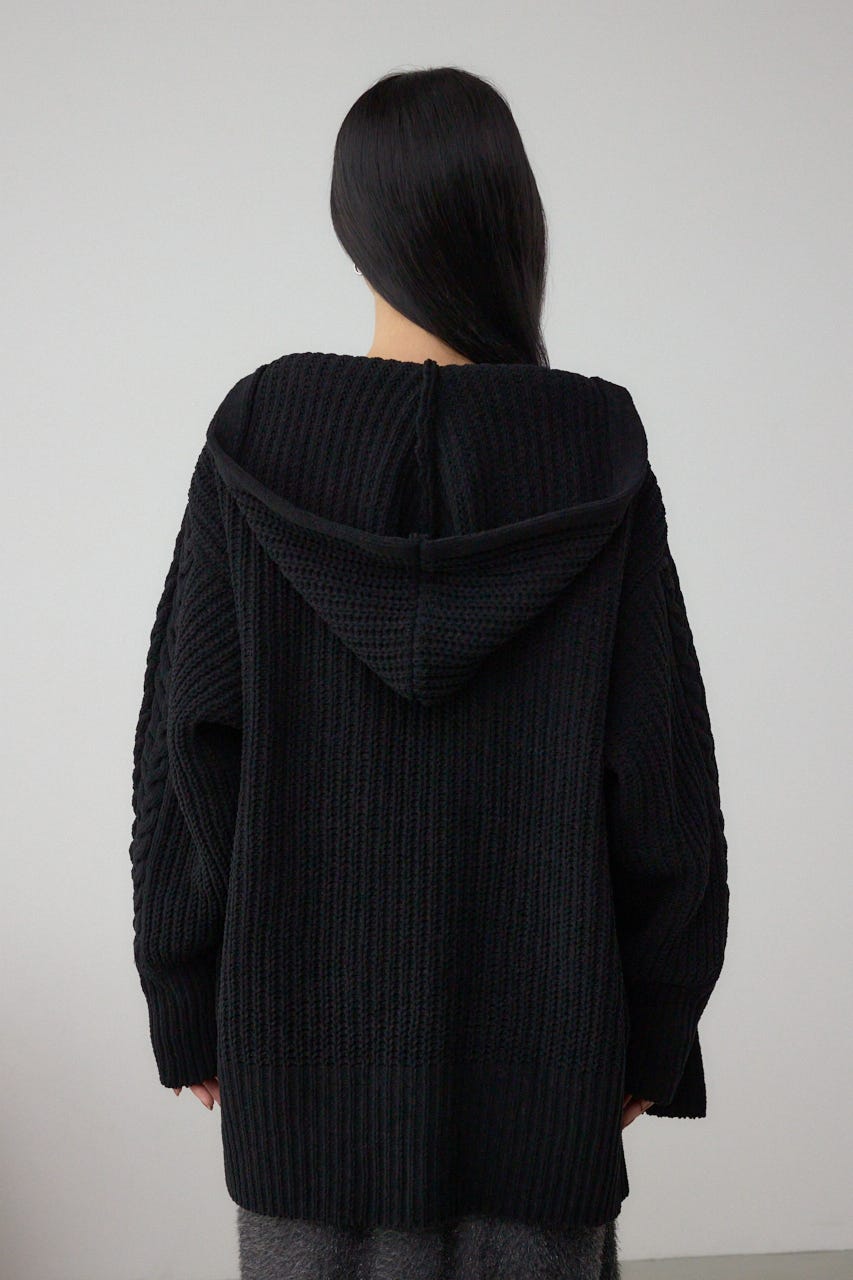 マットモールフードトッパーカーデ BLK FREE