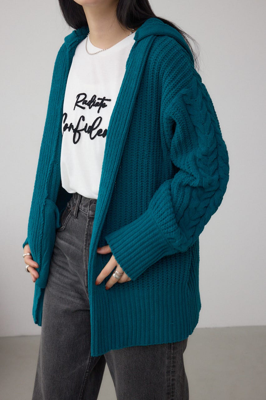 マットモールフードトッパーカーデ D/GRN FREE