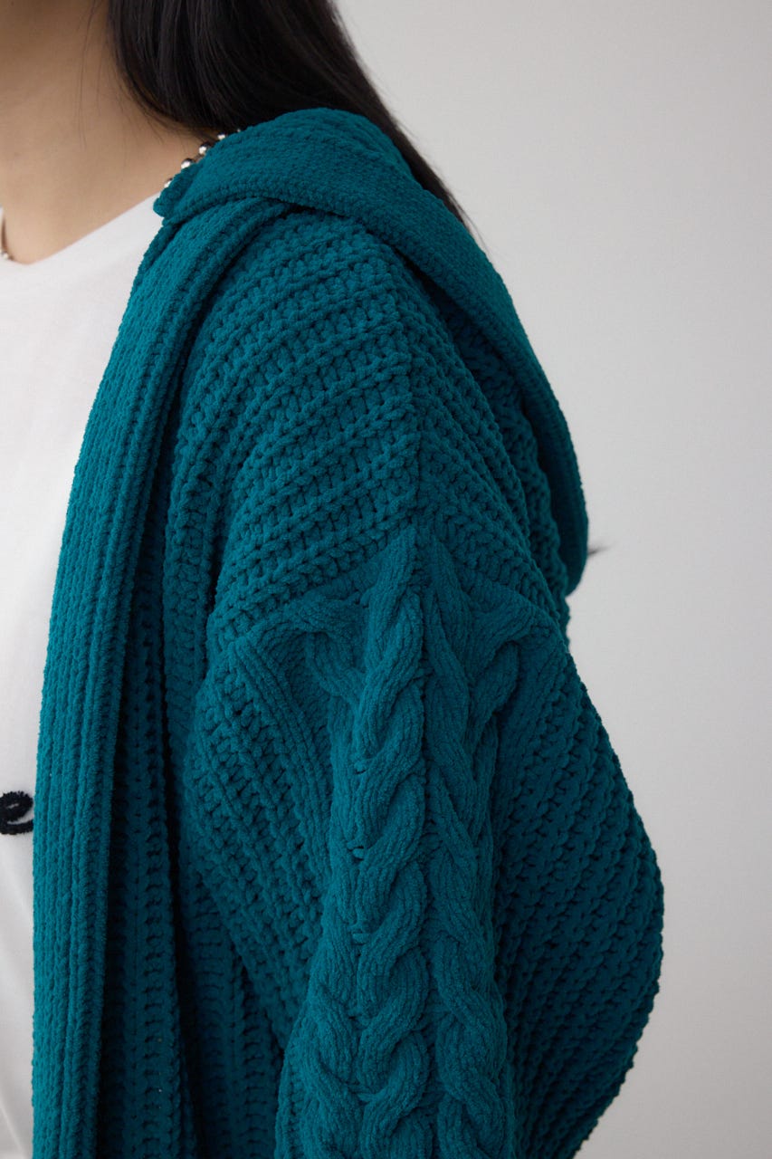 マットモールフードトッパーカーデ D/GRN FREE