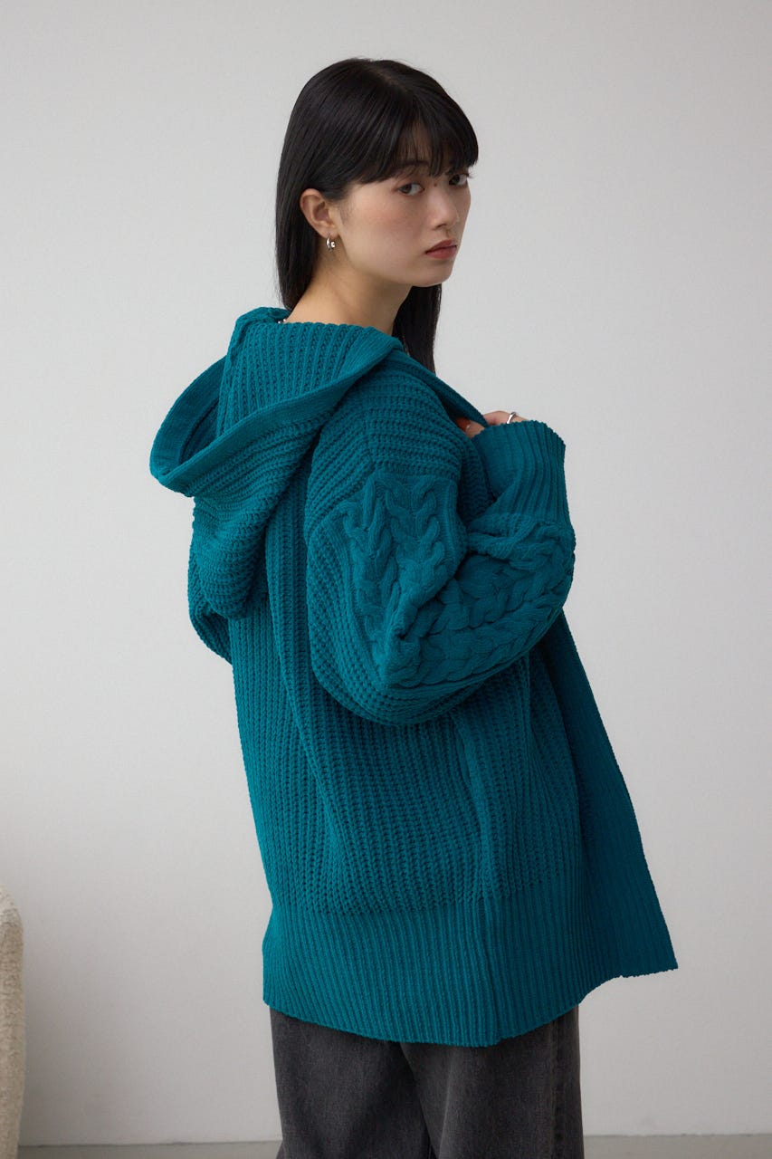 マットモールフードトッパーカーデ D/GRN FREE