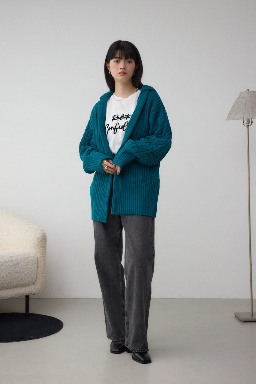 マットモールフードトッパーカーデ D/GRN FREE