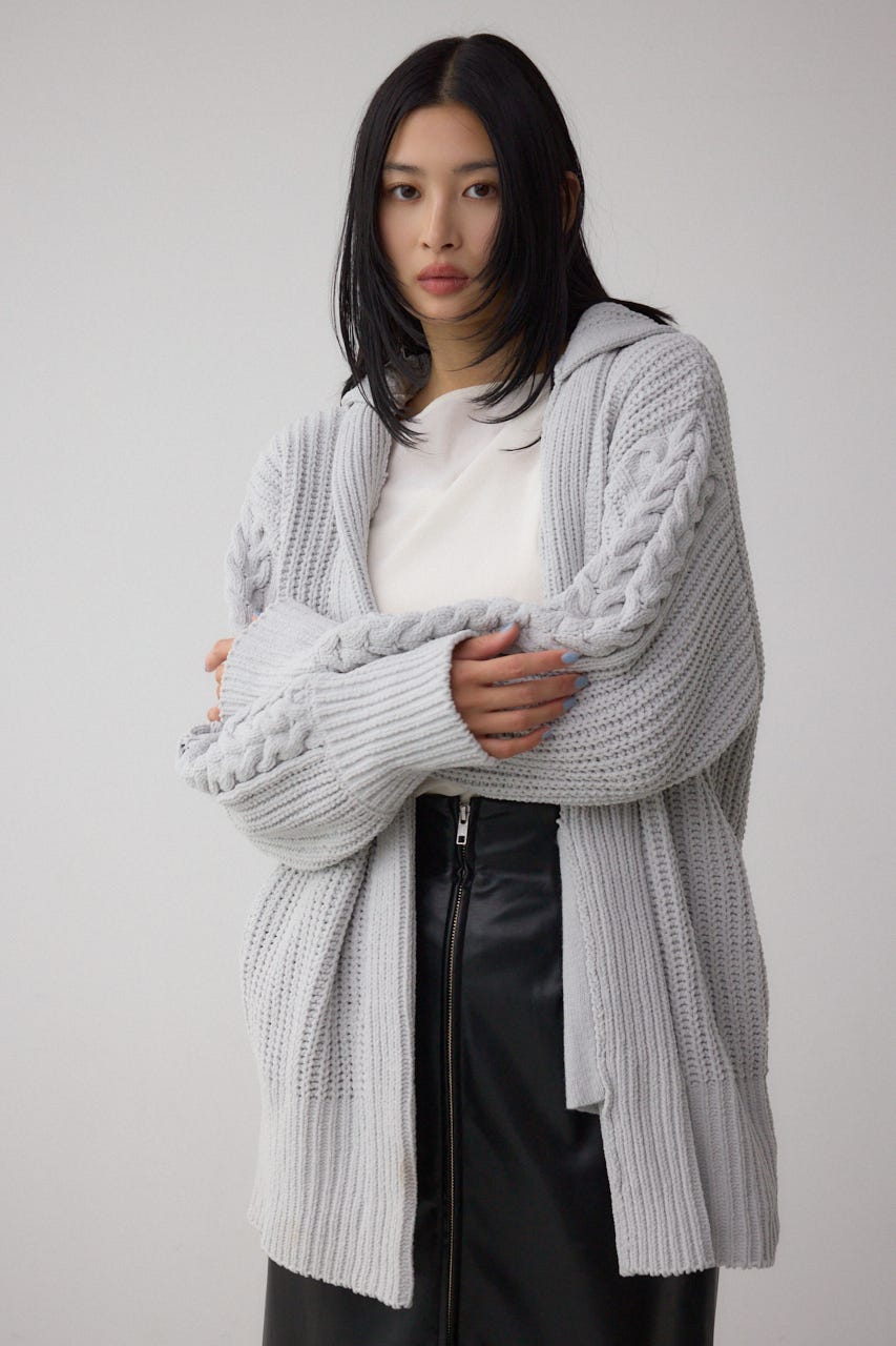 マットモールフードトッパーカーデ L/GRY FREE