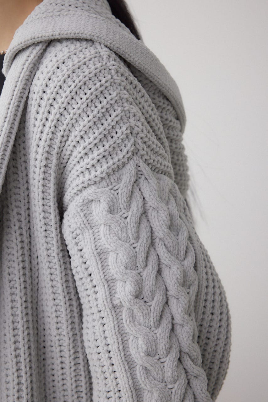 マットモールフードトッパーカーデ L/GRY FREE