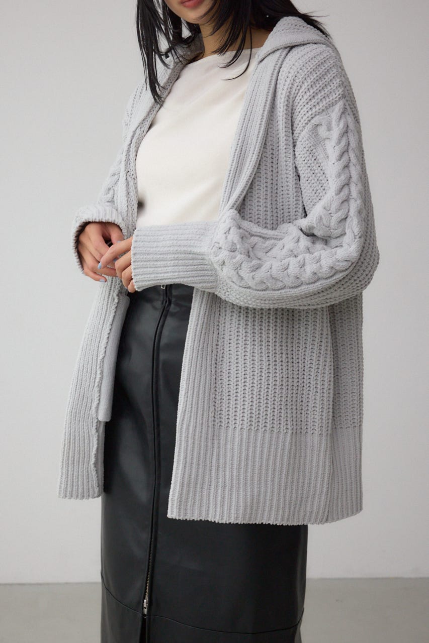 マットモールフードトッパーカーデ L/GRY FREE