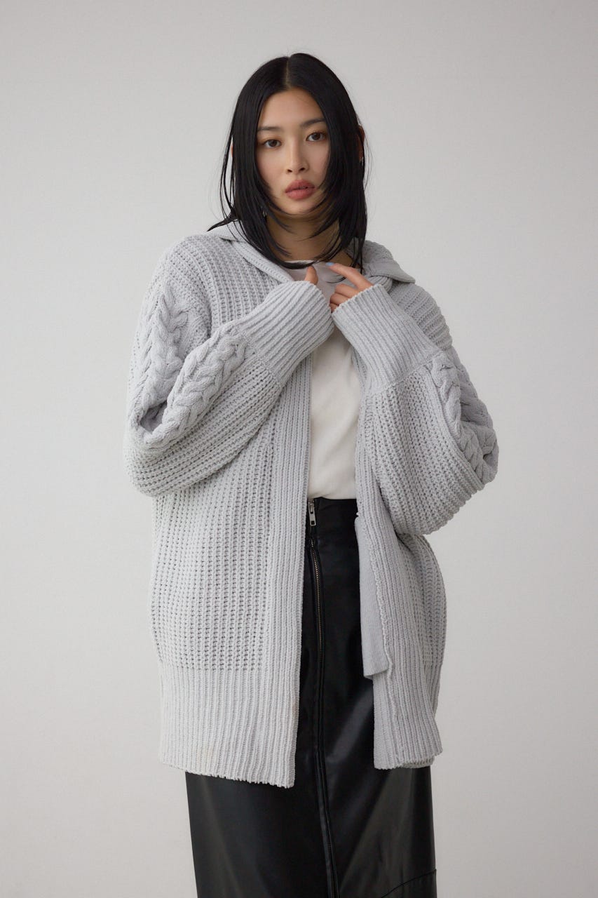 マットモールフードトッパーカーデ L/GRY FREE